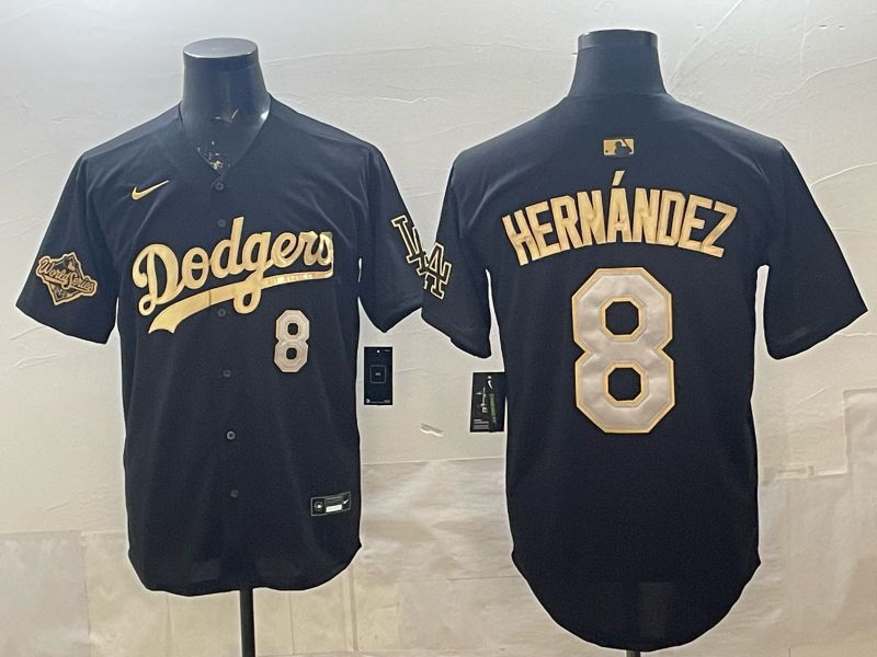 Men 2026 Los Angeles Dodgers #8 Hernandez Black gold Game Nike MLB Jersey 0001->pittsburgh steelers->NFL Jersey